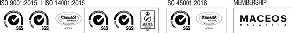 ISO 14001:2015, ISO 45001:2018, ISO 9001:2015 certifications and MACEOS membership